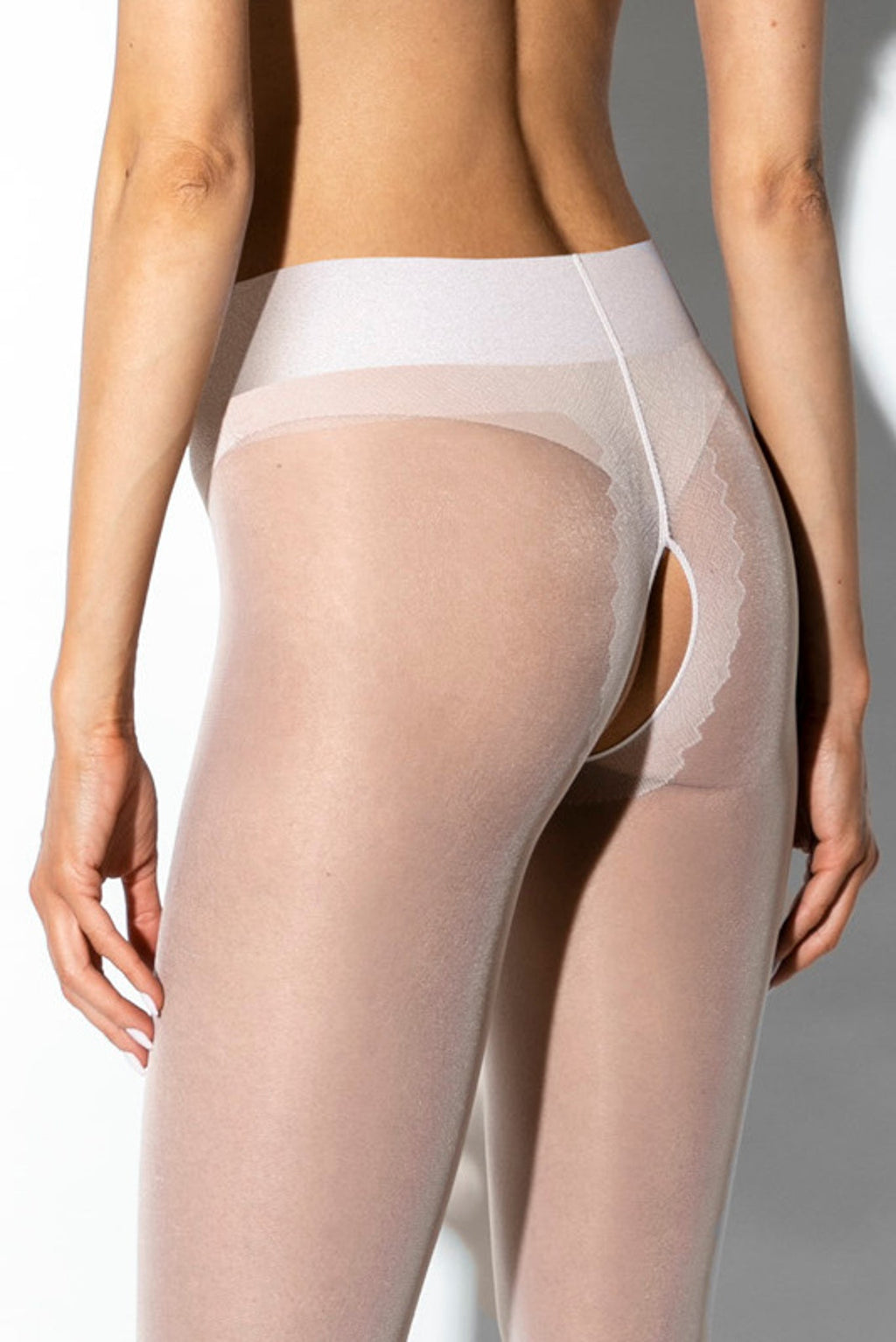 Amour Hip Gloss Open Crotch Pantyhose 20DEN White-2