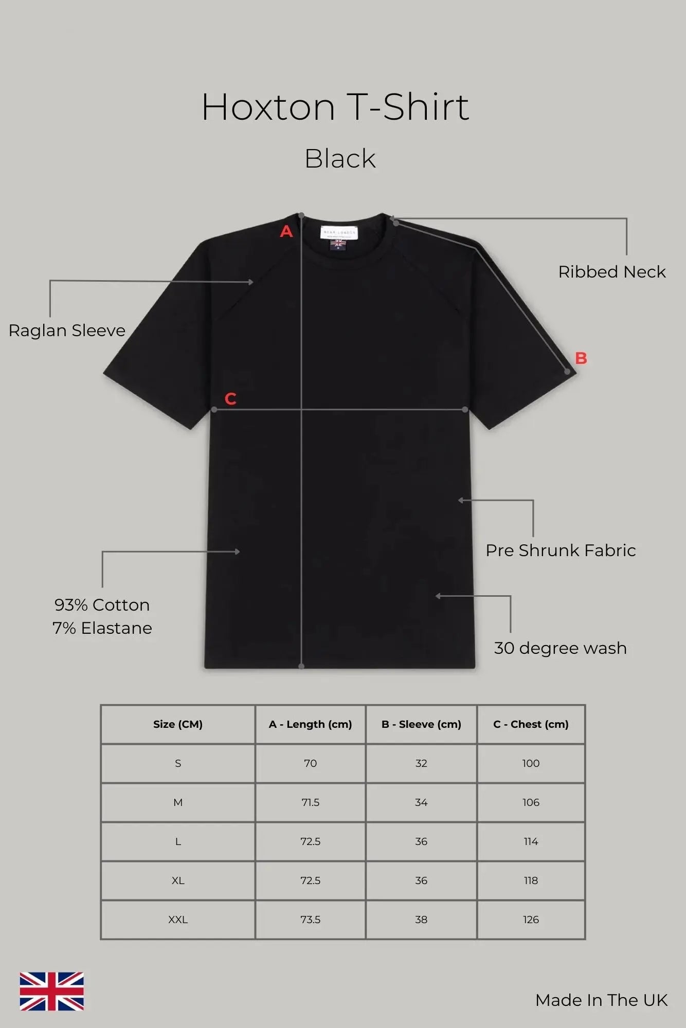 Hoxton Raglan Sleeve Fitted T-shirt - Black