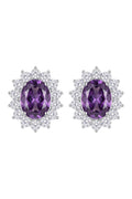 Catherine Gemstone Stud Earrings Amethyst Silver