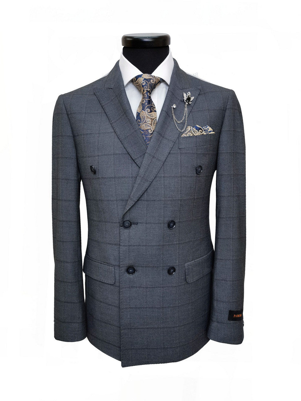 Grey Check Double Breasted Suit-2