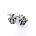 Silver Crown With Blue Gem Stone Cufflinks-0