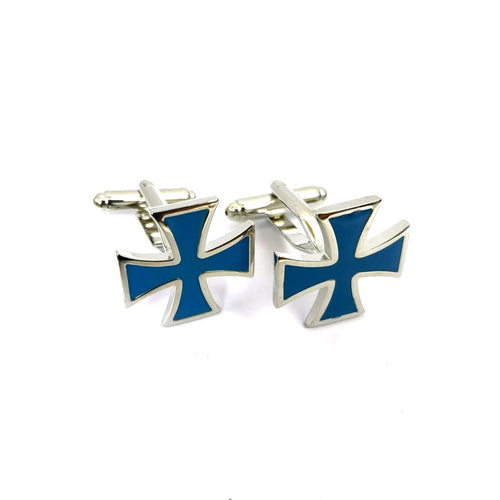 Blue Medieval Cross Cufflinks-0