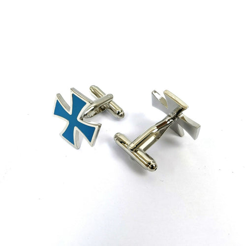 Blue Medieval Cross Cufflinks-1
