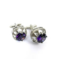 Silver Purple Gem Stone Cufflinks-0