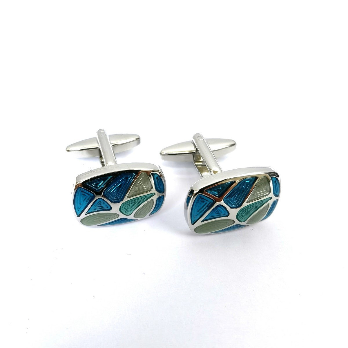 Sea Shell Tiles Rectangular Cufflinks-0