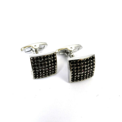 Black Lattice Square Cufflinks-0