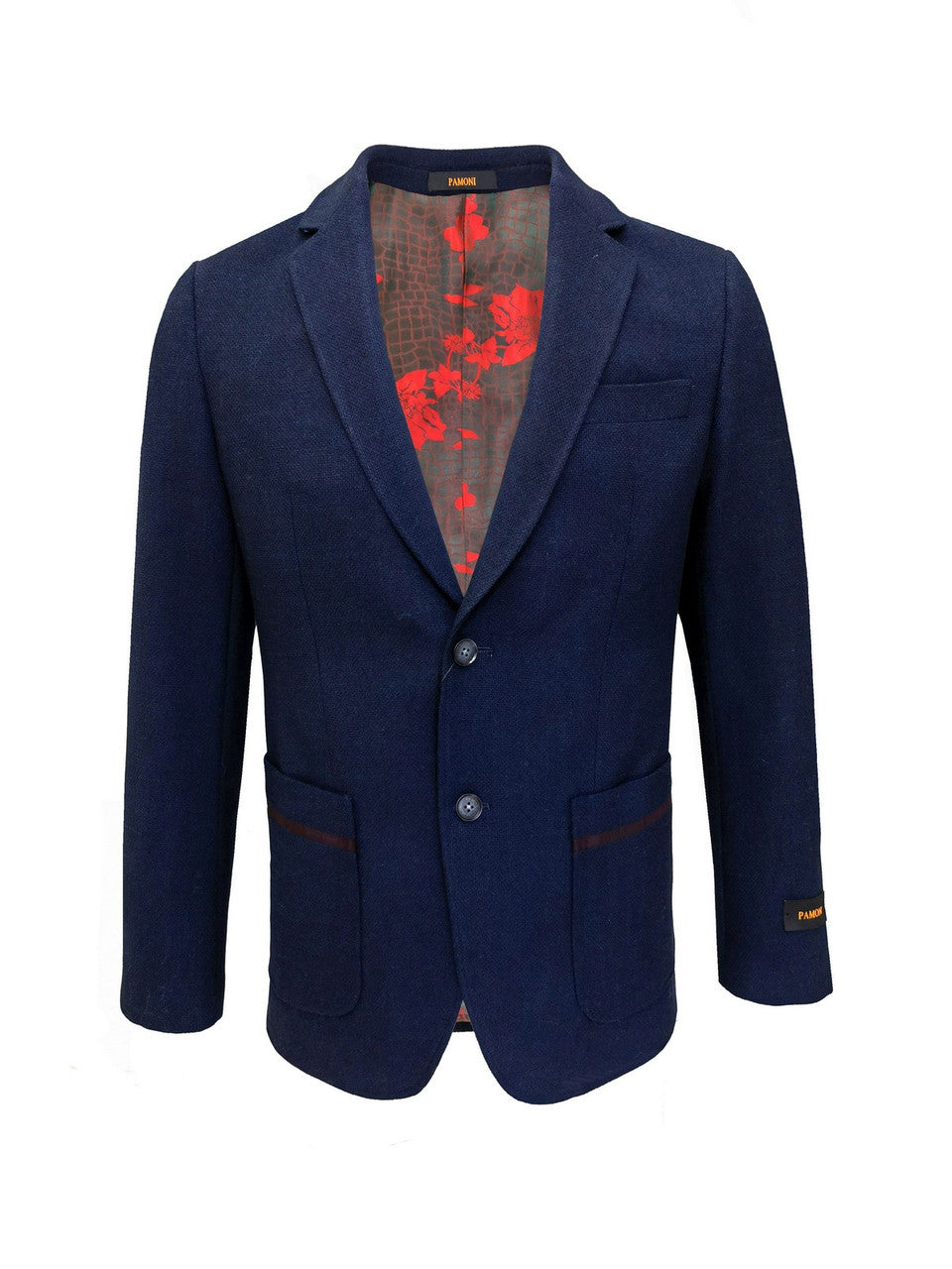 Navy Slim Fit Tweed  Blazer-0