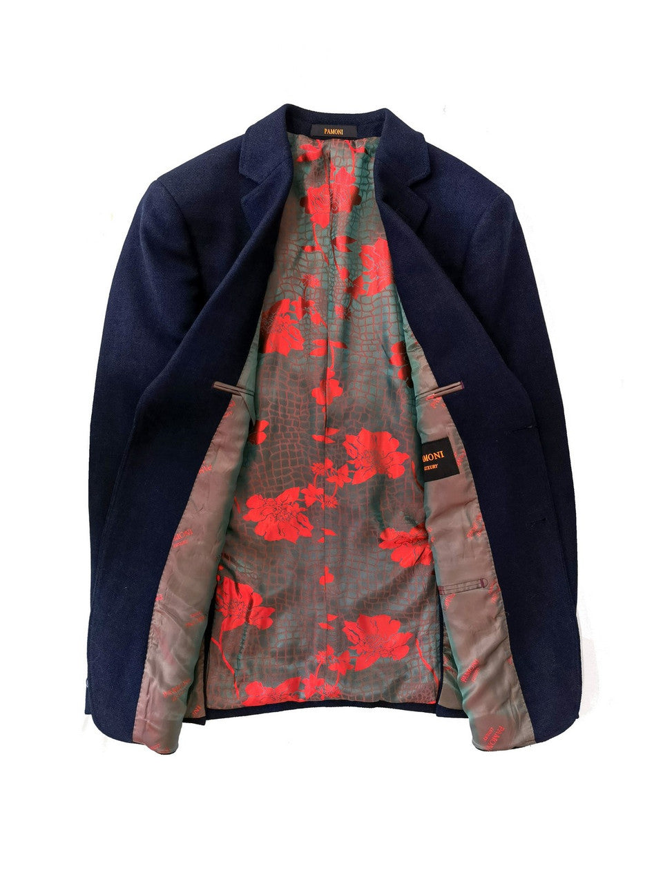 Navy Slim Fit Tweed  Blazer-1