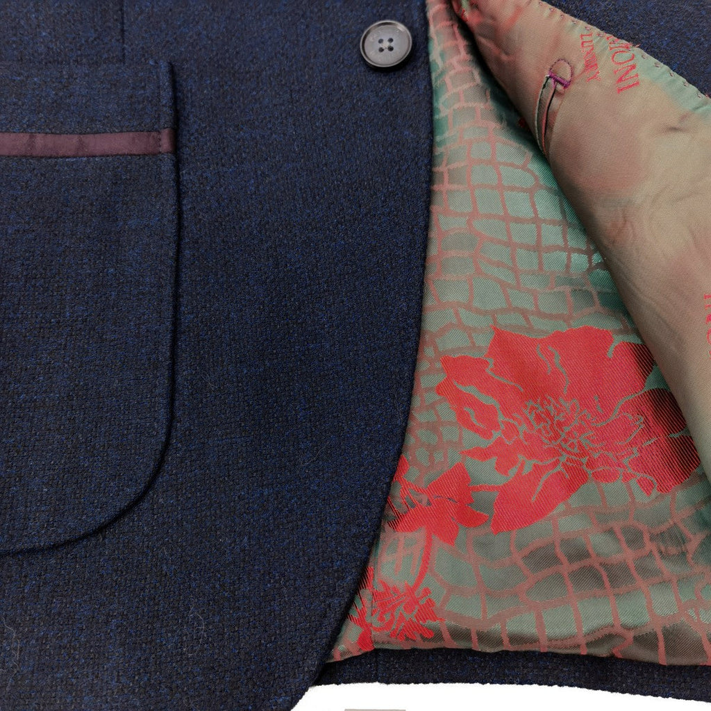 Navy Slim Fit Tweed  Blazer-2