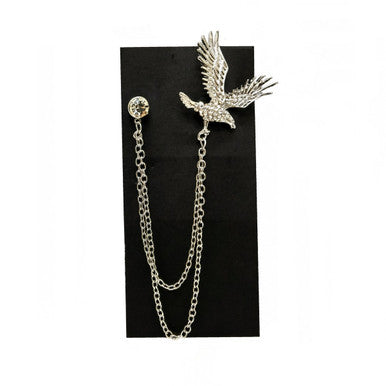 Silver Eagle Brooch Chain Lapel Pin-2