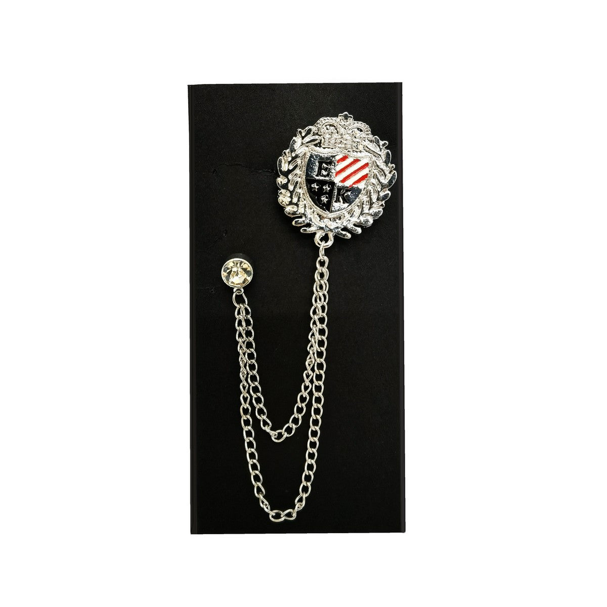 Stars & Stripes Shield Emblem Chain Lapel Pin-0