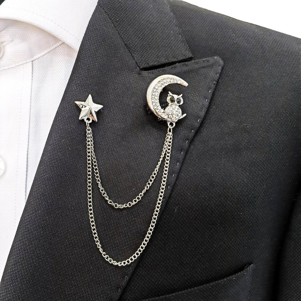 Owl At Night Lapel Chain Brooch-1