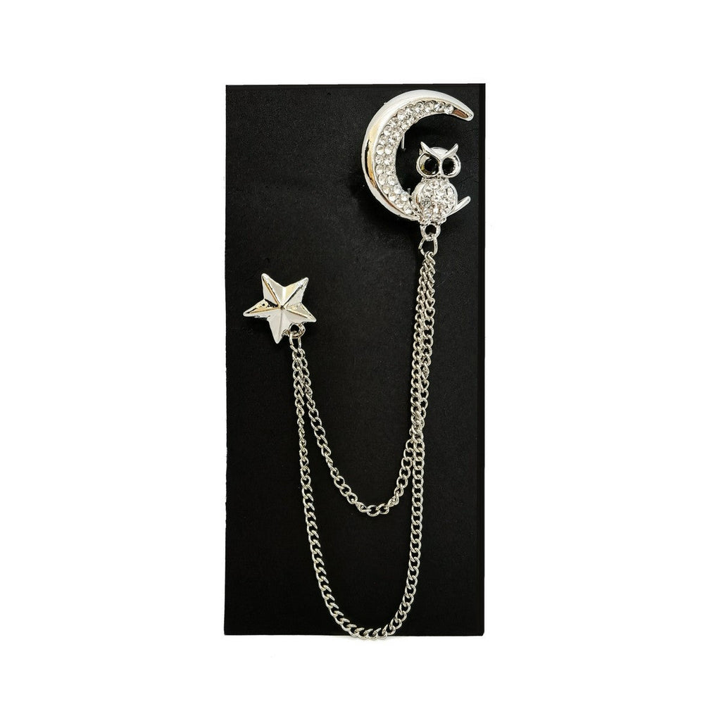 Owl At Night Lapel Chain Brooch-0