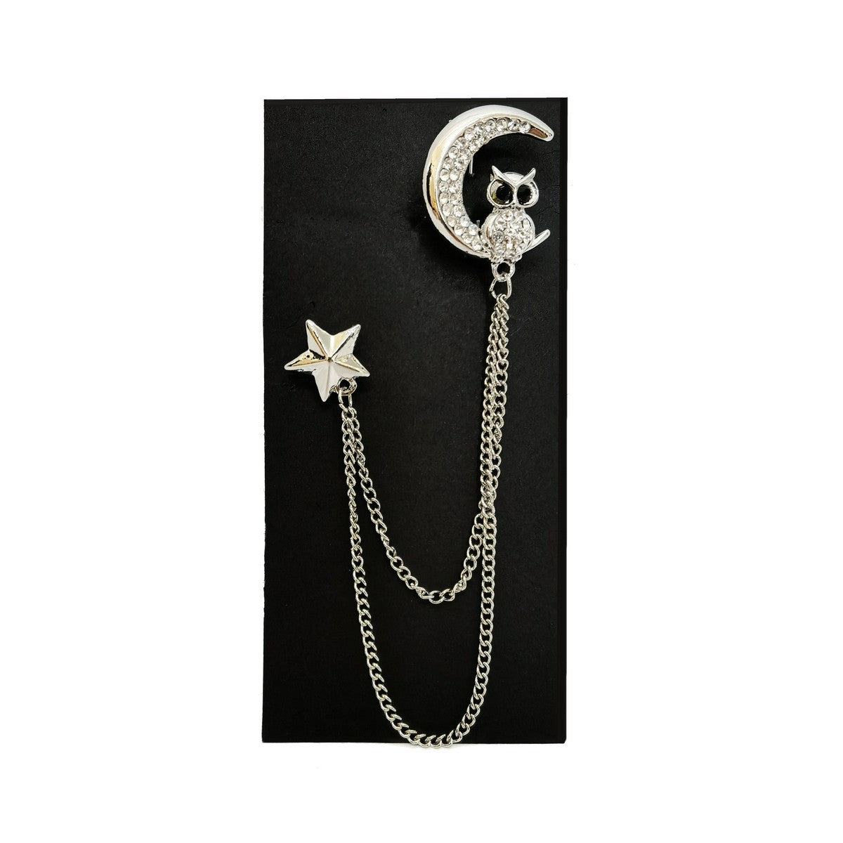 Owl At Night Lapel Chain Brooch-0