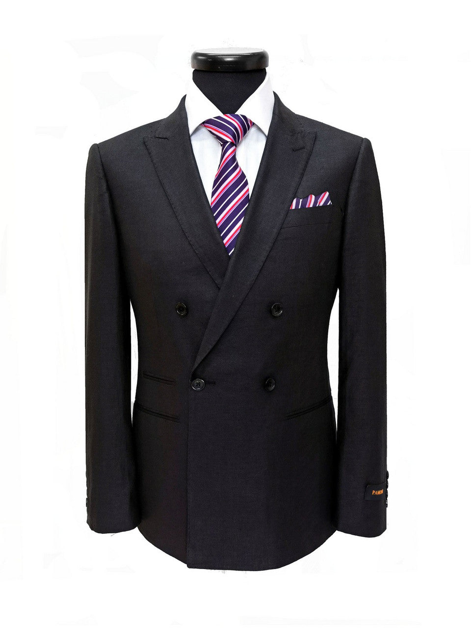 Black Double Breasted Linen Suit-2