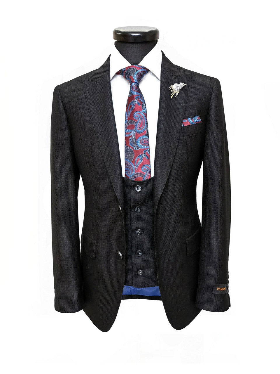 Black Textured Two Button Slim Fit Suit-3