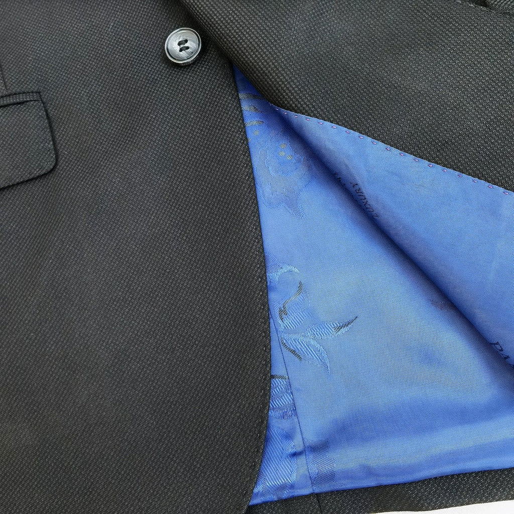Black Textured Two Button Slim Fit Suit-1