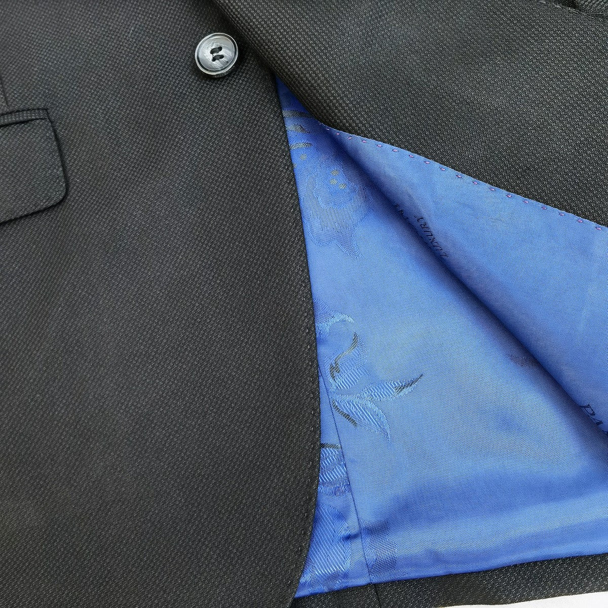 Black Textured Two Button Slim Fit Suit-1