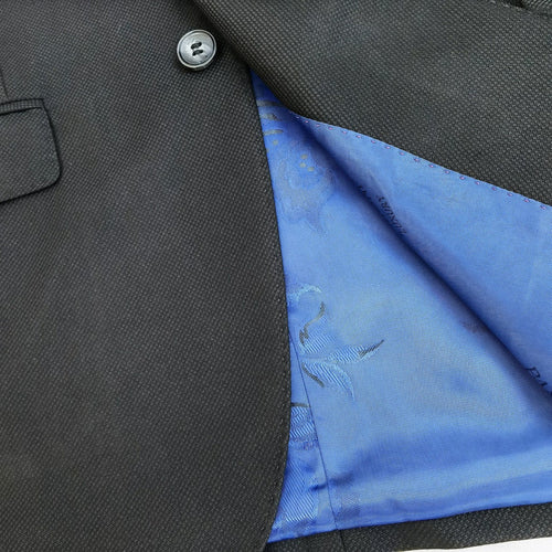 Black Textured Two Button Slim Fit Suit-1