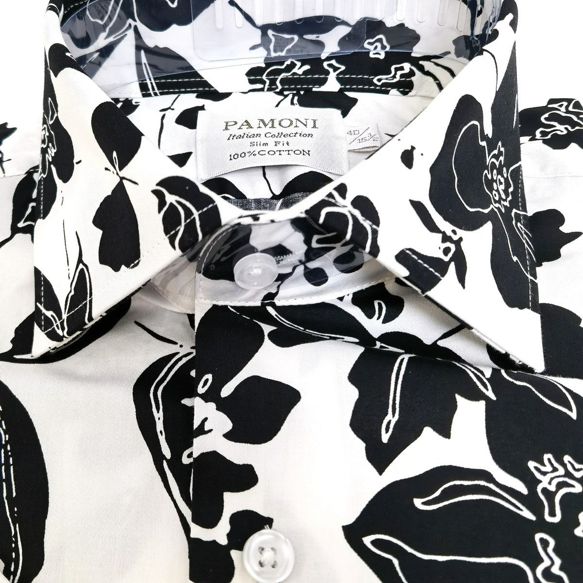 White & Black Floral Print Short Sleeves Shirt-1
