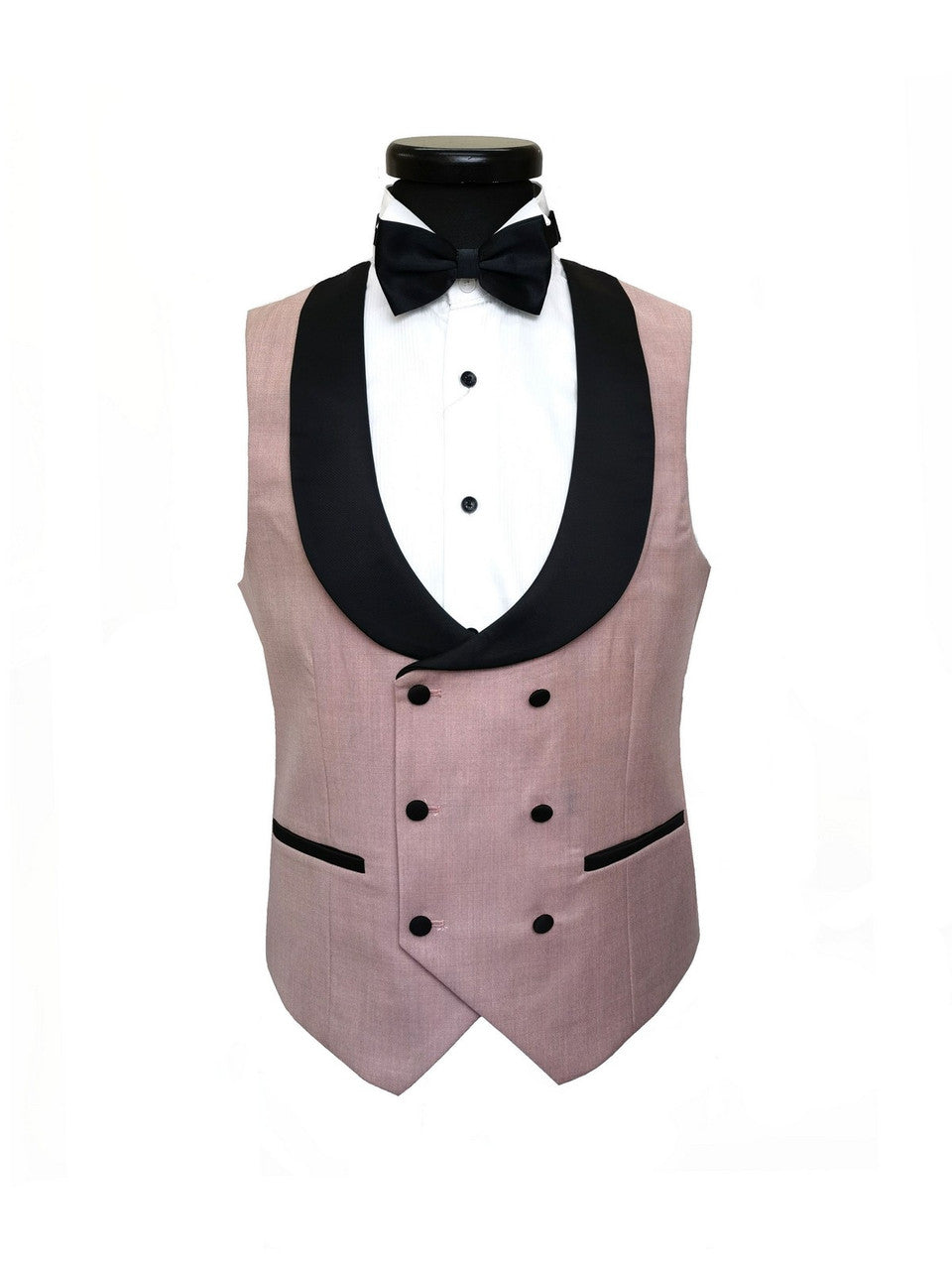 Pink 3-Piece Tuxedo With Black Peak Lapel-1