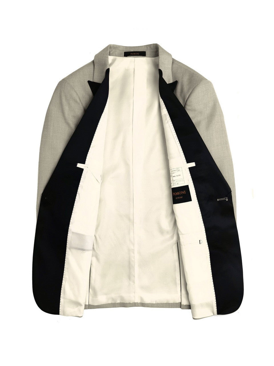 Beige 3-Piece Tuxedo With Black Peak Lapel-4