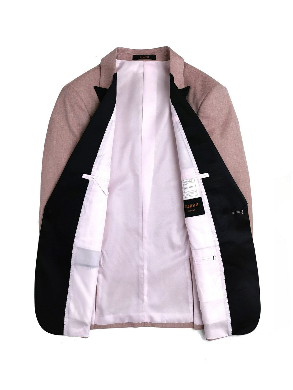 Pink 3-Piece Tuxedo With Black Peak Lapel-3