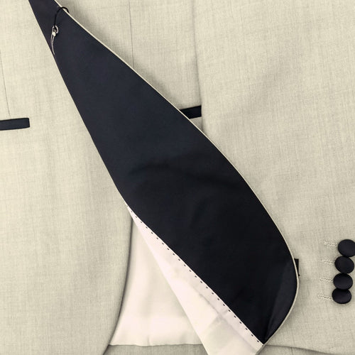 Beige 3-Piece Tuxedo With Black Peak Lapel-1