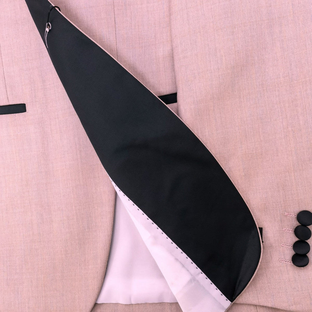 Pink 3-Piece Tuxedo With Black Peak Lapel-4