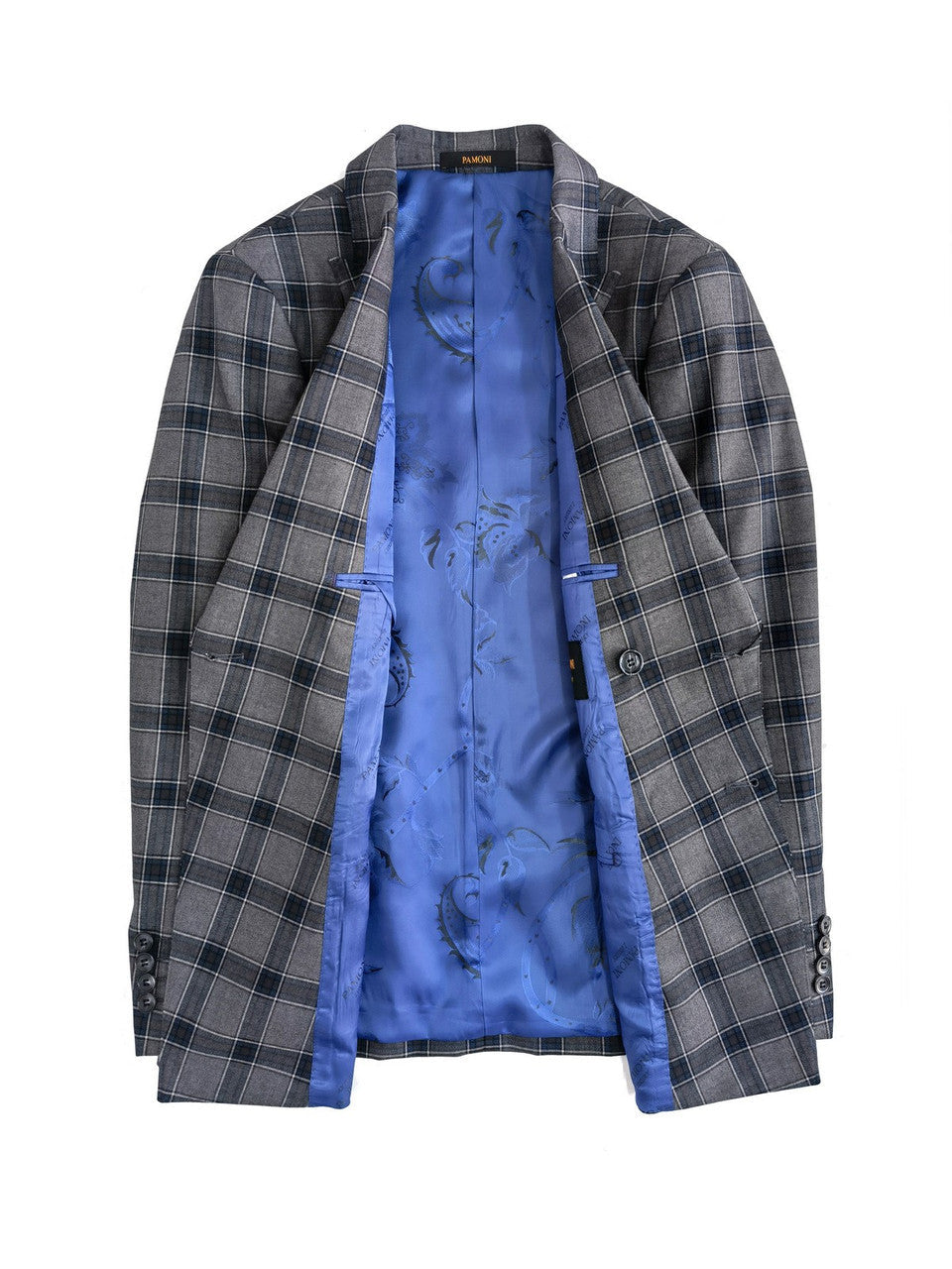 Dark Grey Check Double Breasted Suit-1