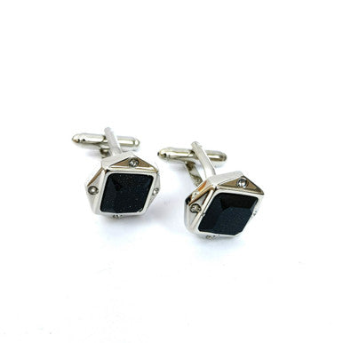 Black Glitter Gemstone Cufflinks-2