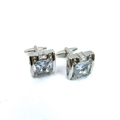Silver Square Gemstone Cufflinks-2