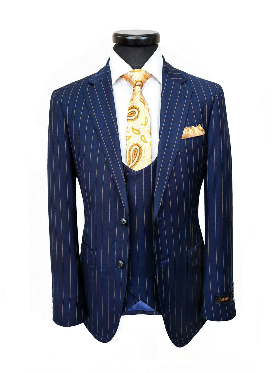 Navy Orange Stripe 3-Piece Suit-3