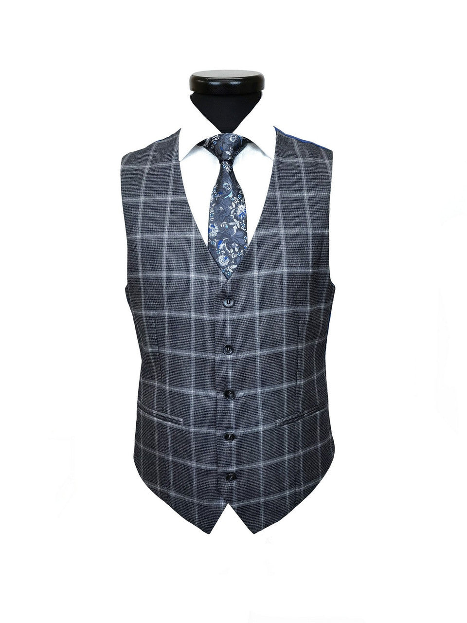 Grey Check Houndstooth 3-Piece Suit-1