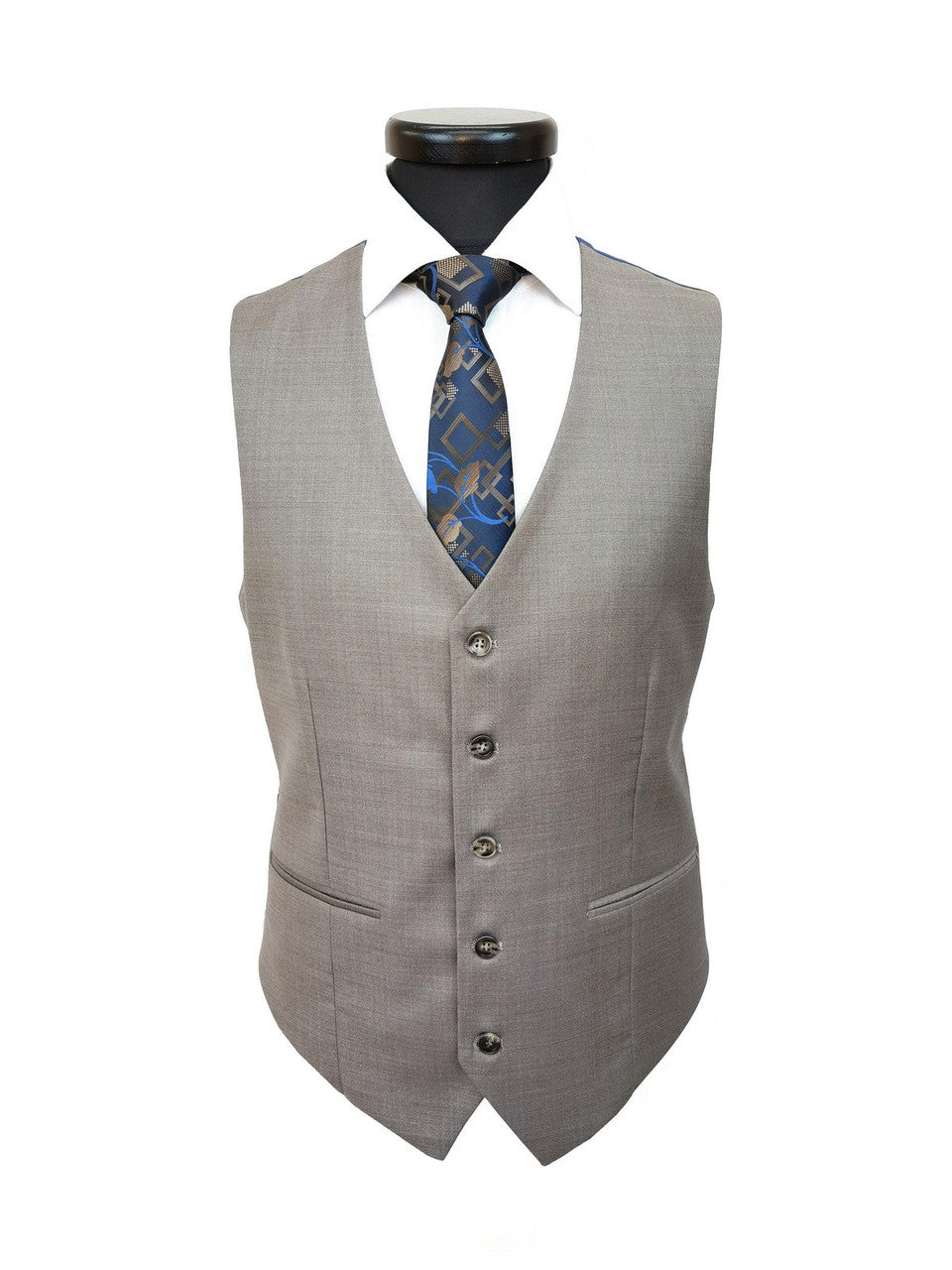 Taupe Slim Fit 3-Piece Twill Suit-2