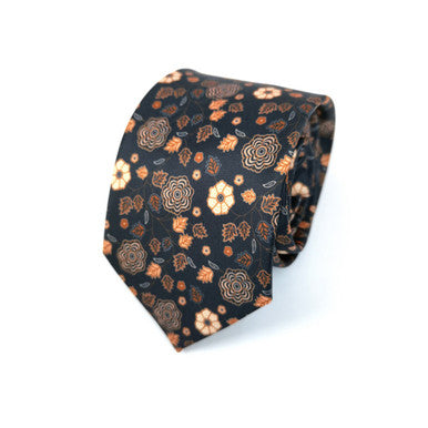 Brown Black Floral Tie-2