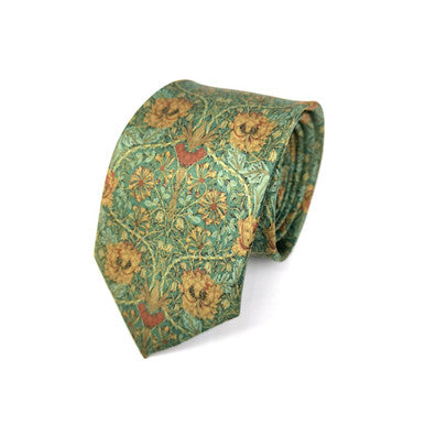 Green Gold Floral Tie-2