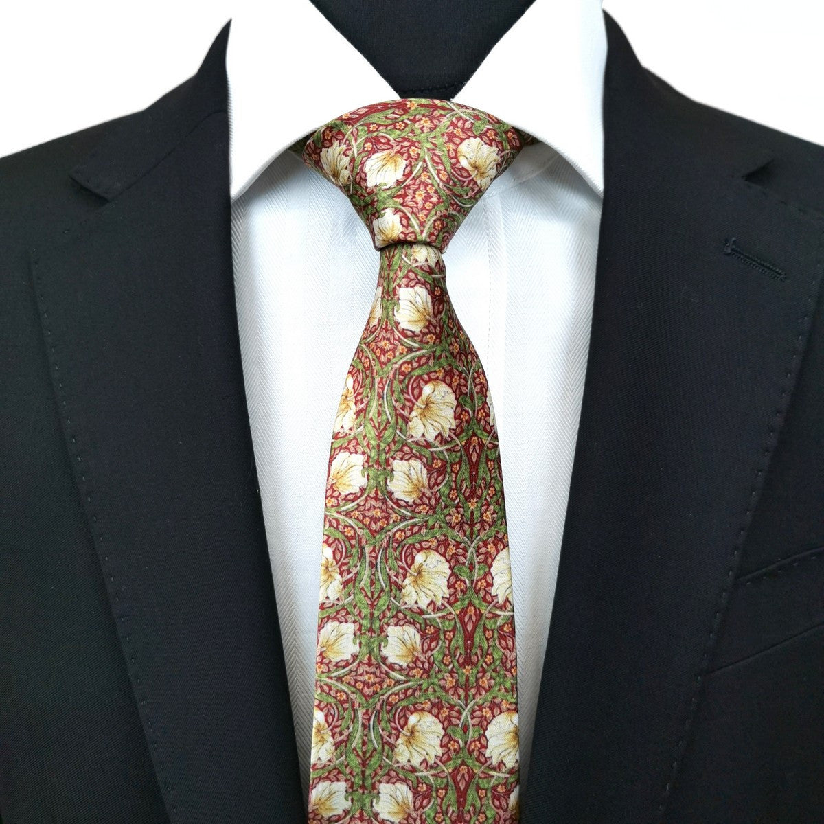 Burgundy Floral Tie-1