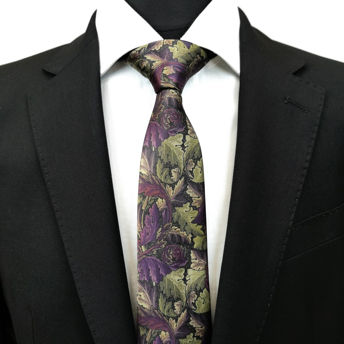 Purple Olive Floral Tie-1