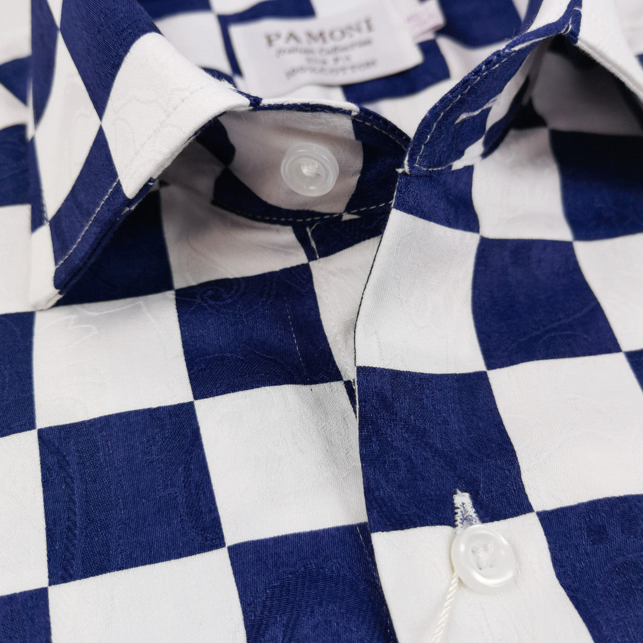 Navy Square Check Slim Fit Shirt-2