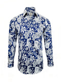 Blue Paisley Slim Fit Shirt-0