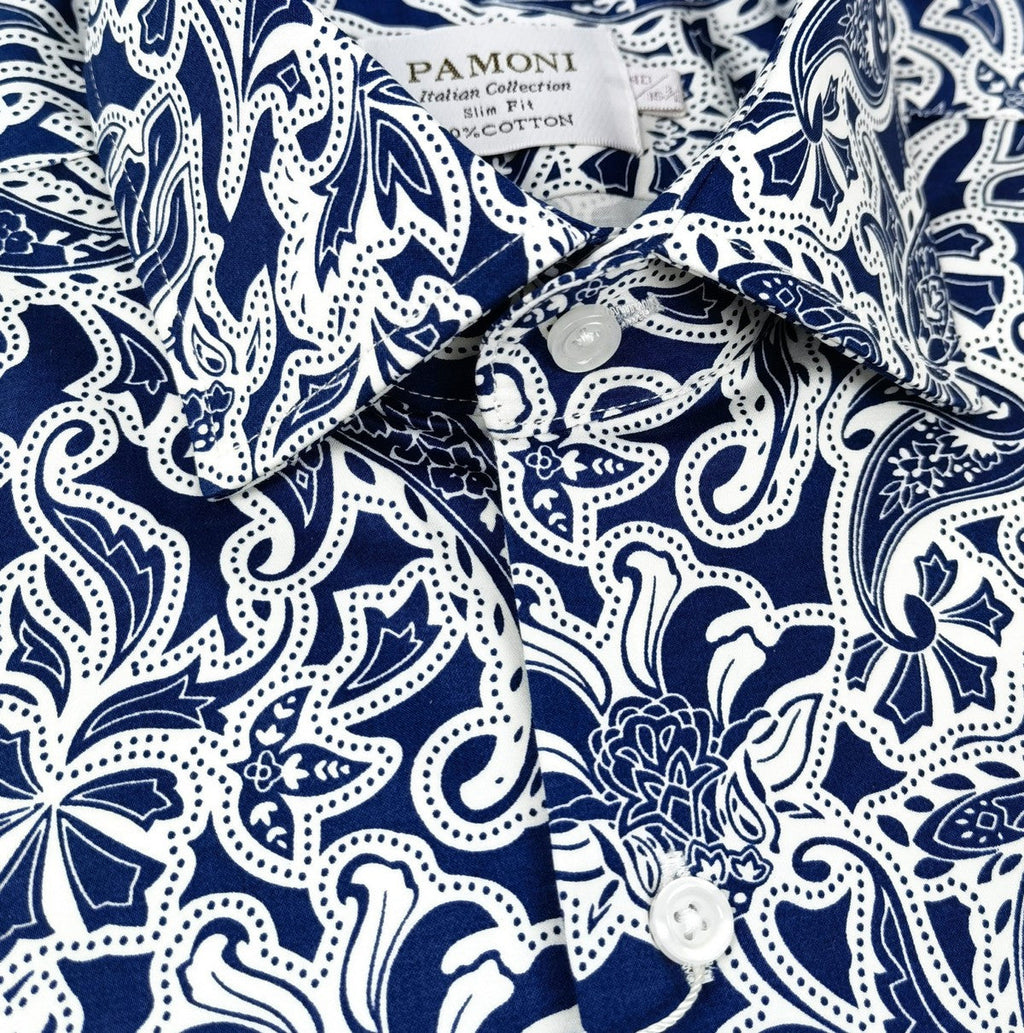 Navy Floral Paisley Shirt-2