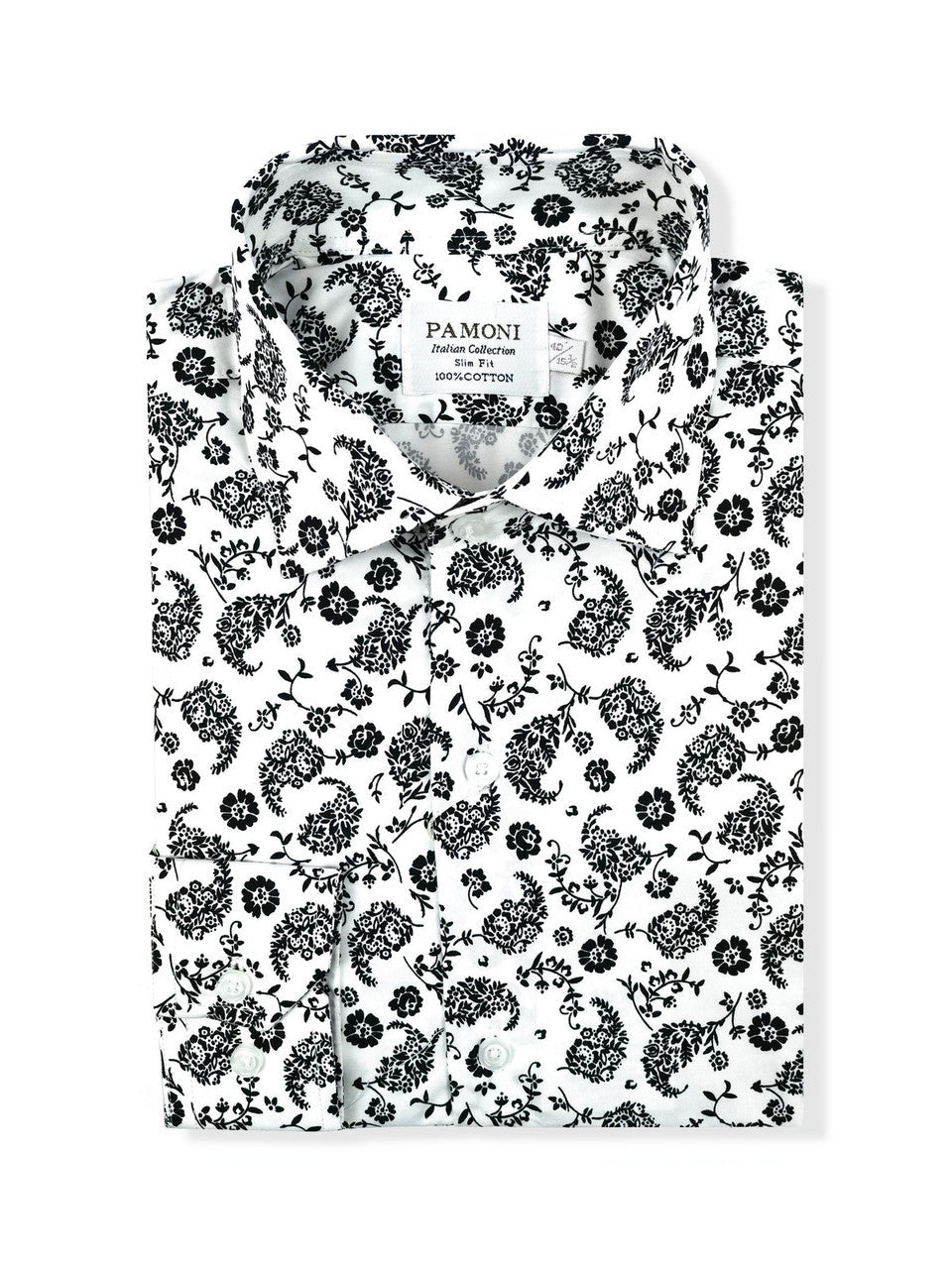 White Floral Slim Fit Shirt-1