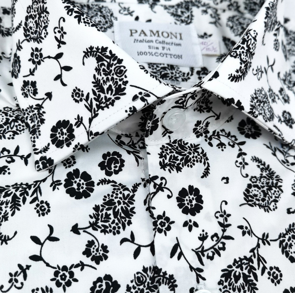 White Floral Slim Fit Shirt-2