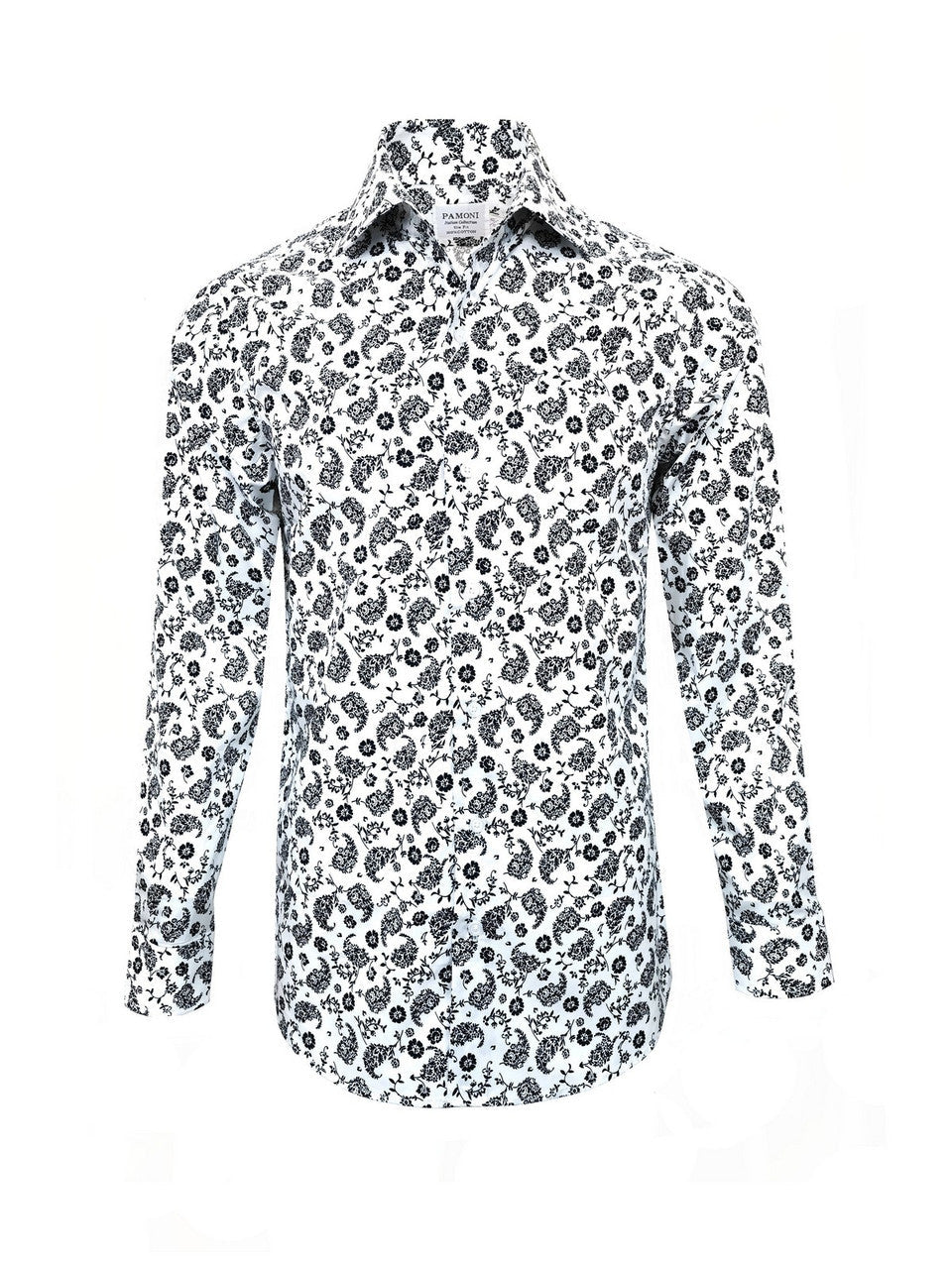 White Floral Slim Fit Shirt-0