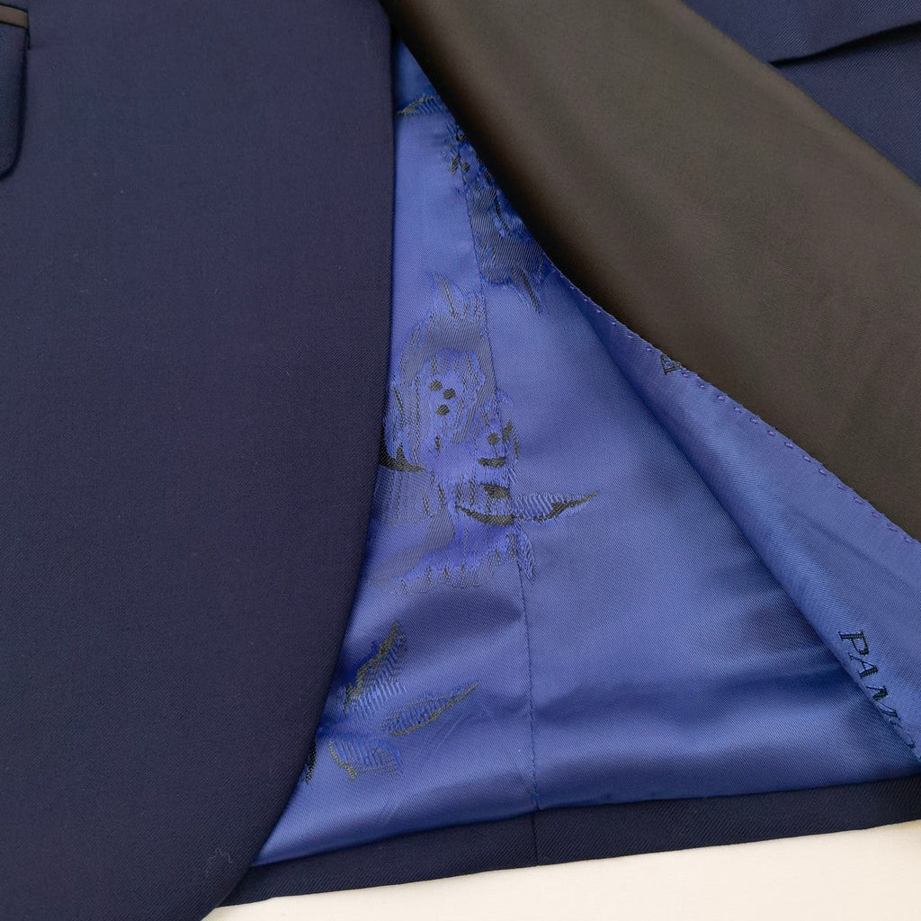 Navy 3-Piece Tuxedo With Black Peak Lapel-1