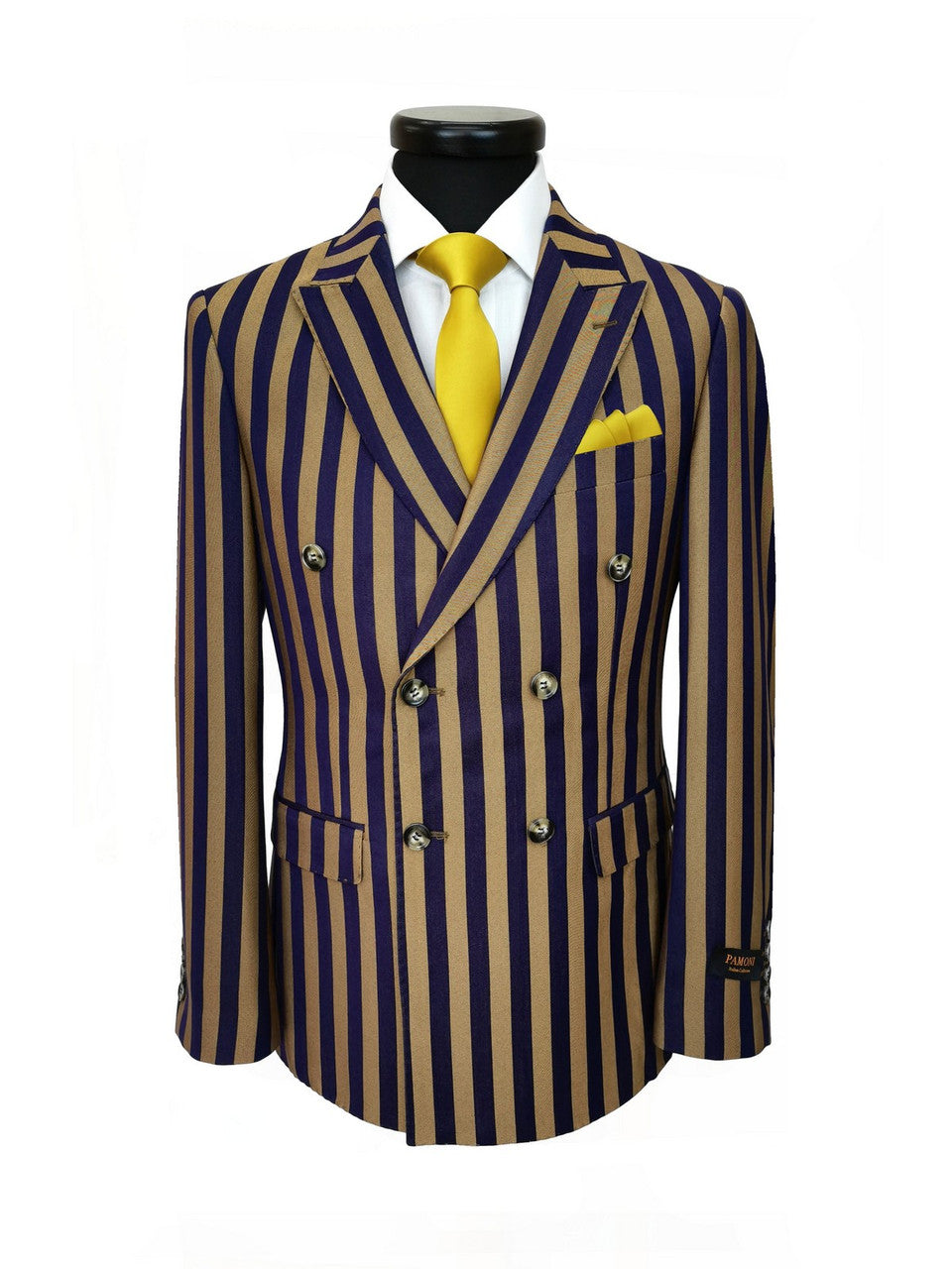 Navy Gold Bold Stripe Double Breasted Suit-3