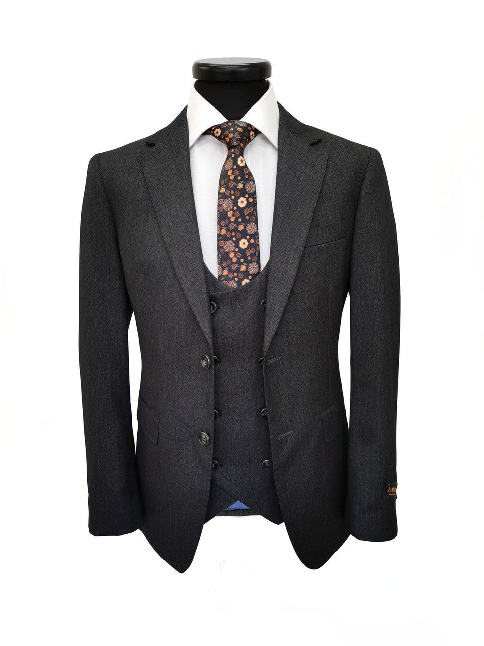 Charcoal 3-Piece Slim Fit Suit-3