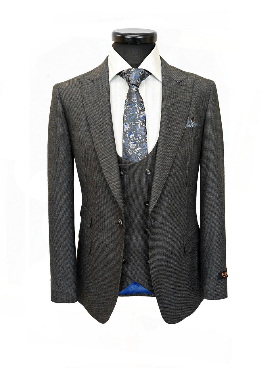 Dark Grey Birdseye 3-Piece Suit-4