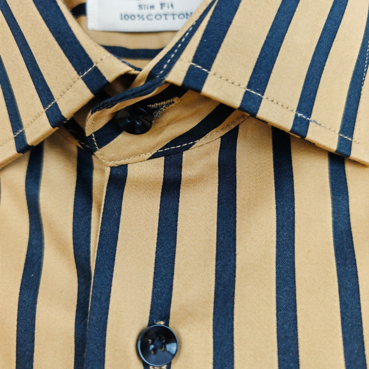 Gold With Black Bold Stripe Shirt-2